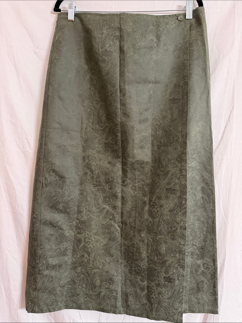 Jaclyn Smith Olive Green Paisley Maxi Skirt